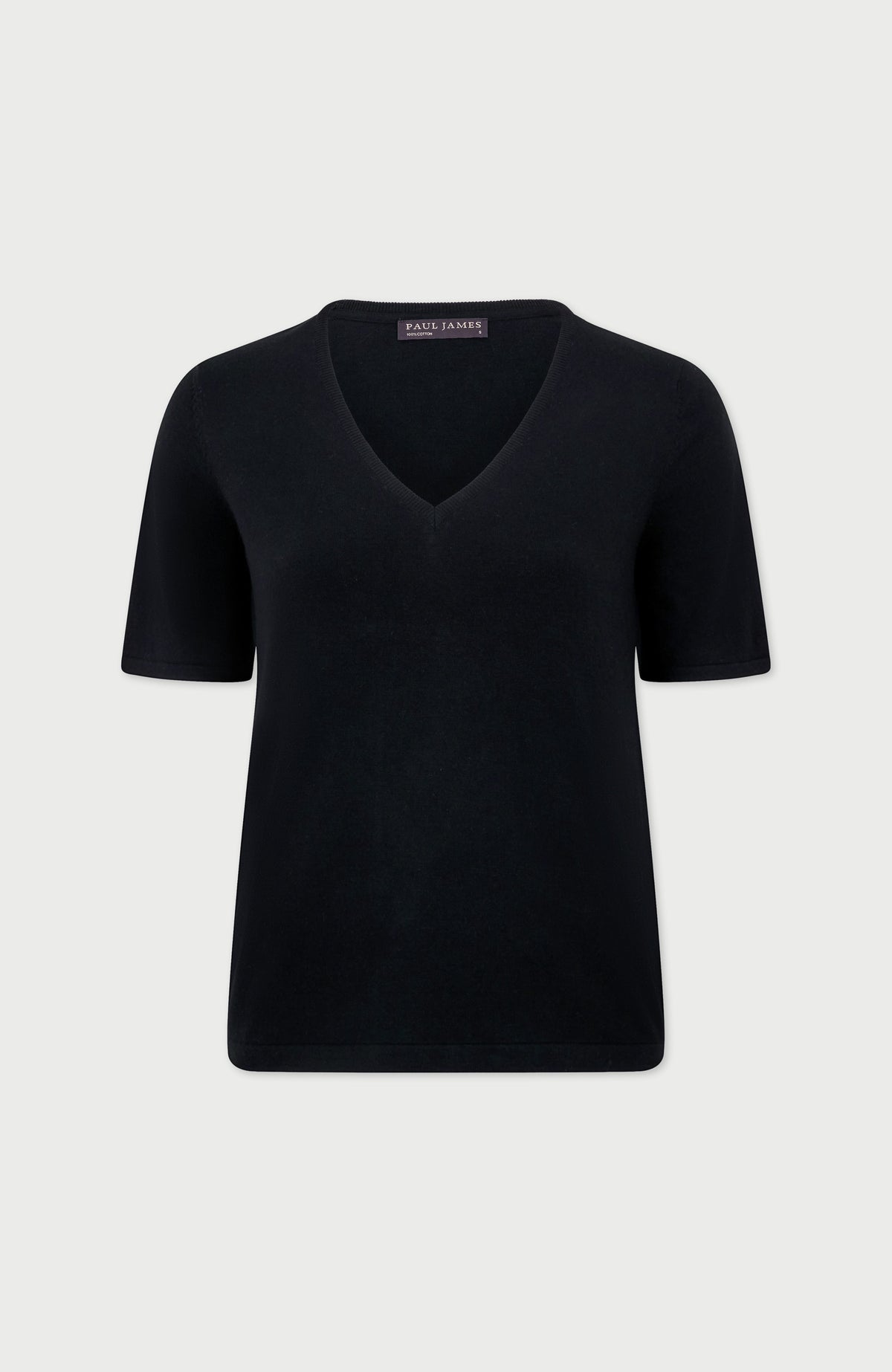 Womens Ultra Fine Cotton V Neck Knitted T-Shirt