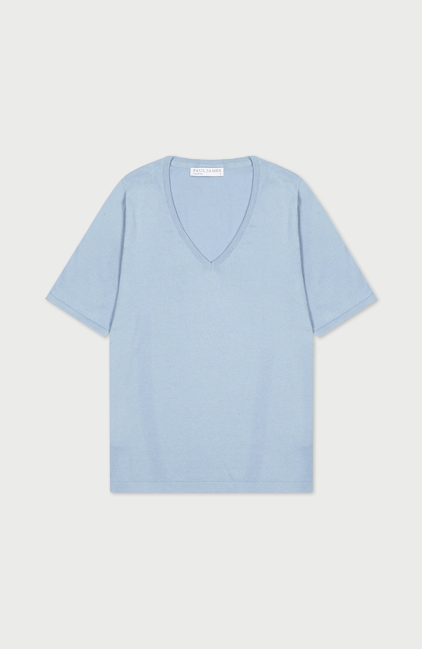 Womens Ultra Fine Cotton V Neck Knitted T-Shirt
