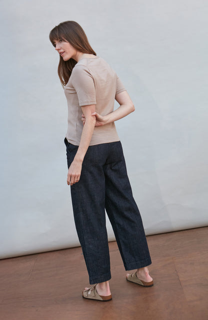 Womens Ultra Fine Cotton V Neck Knitted T-Shirt