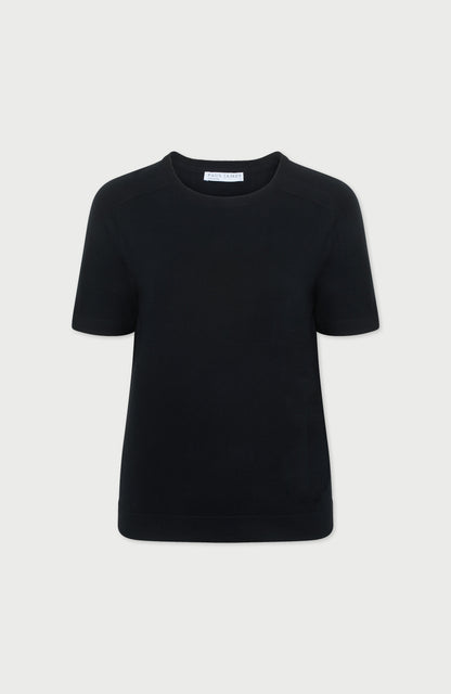 Womens Ultra Fine Cotton Saddle Shoulder Knitted T-Shirt