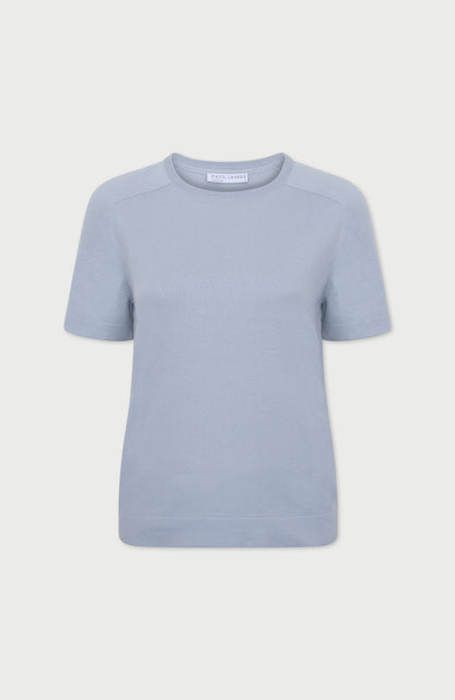 Womens Ultra Fine Cotton Saddle Shoulder Knitted T-Shirt