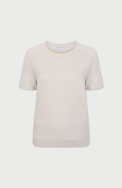 Womens Ultra Fine Cotton Saddle Shoulder Knitted T-Shirt