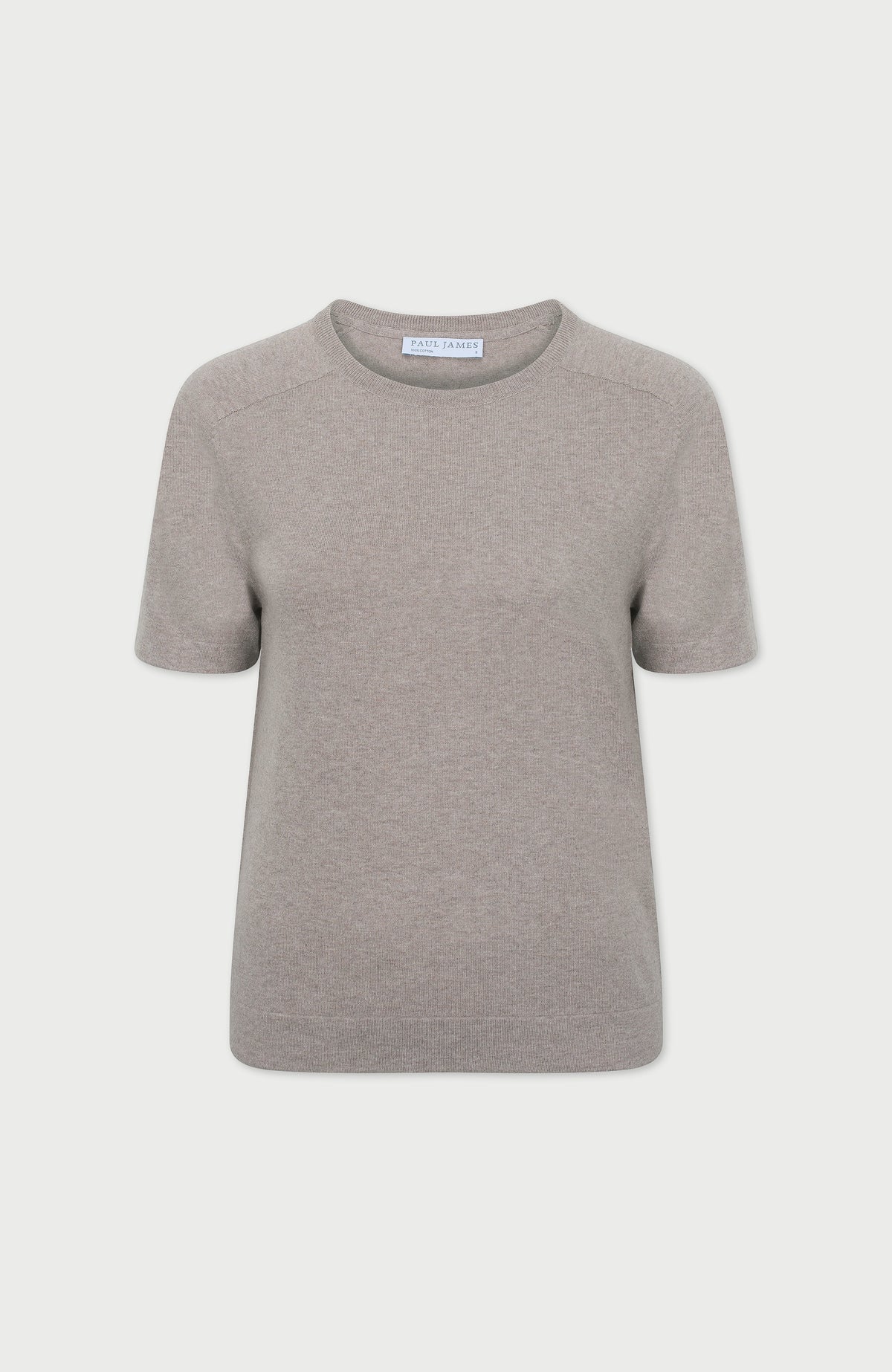 Womens Ultra Fine Cotton Saddle Shoulder Knitted T-Shirt