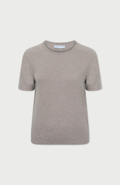 Womens Ultra Fine Cotton Saddle Shoulder Knitted T-Shirt