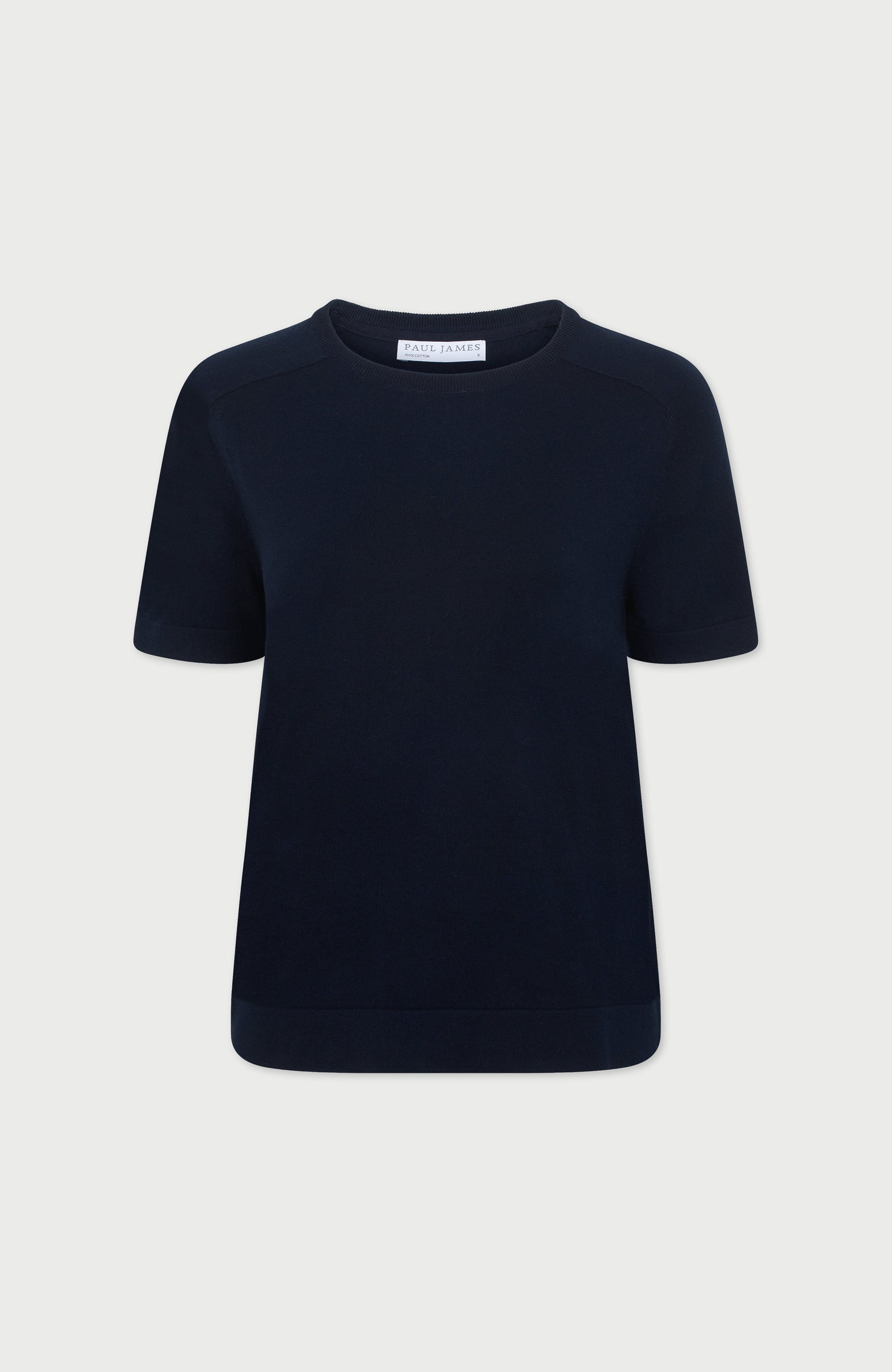 Womens Ultra Fine Cotton Saddle Shoulder Knitted T-Shirt