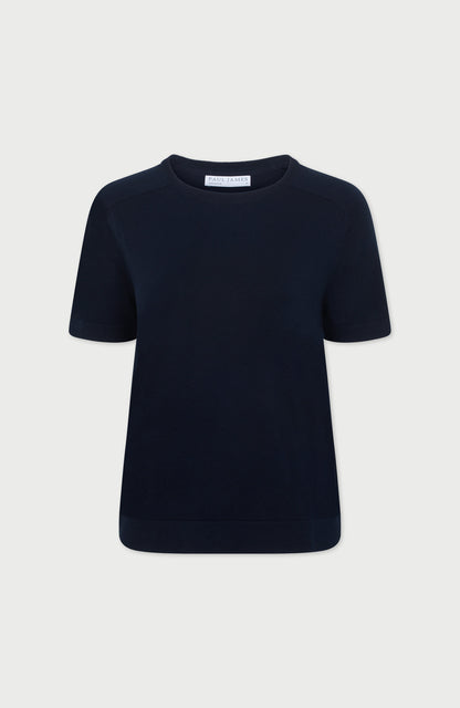 Womens Ultra Fine Cotton Saddle Shoulder Knitted T-Shirt