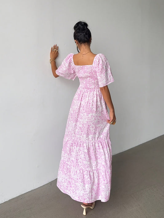 Floral sweetheart tiered maxi dress for women | Marisela