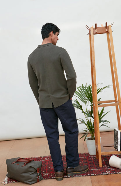 Mens Lightweight Organic Cotton Linen Knitted Blazer