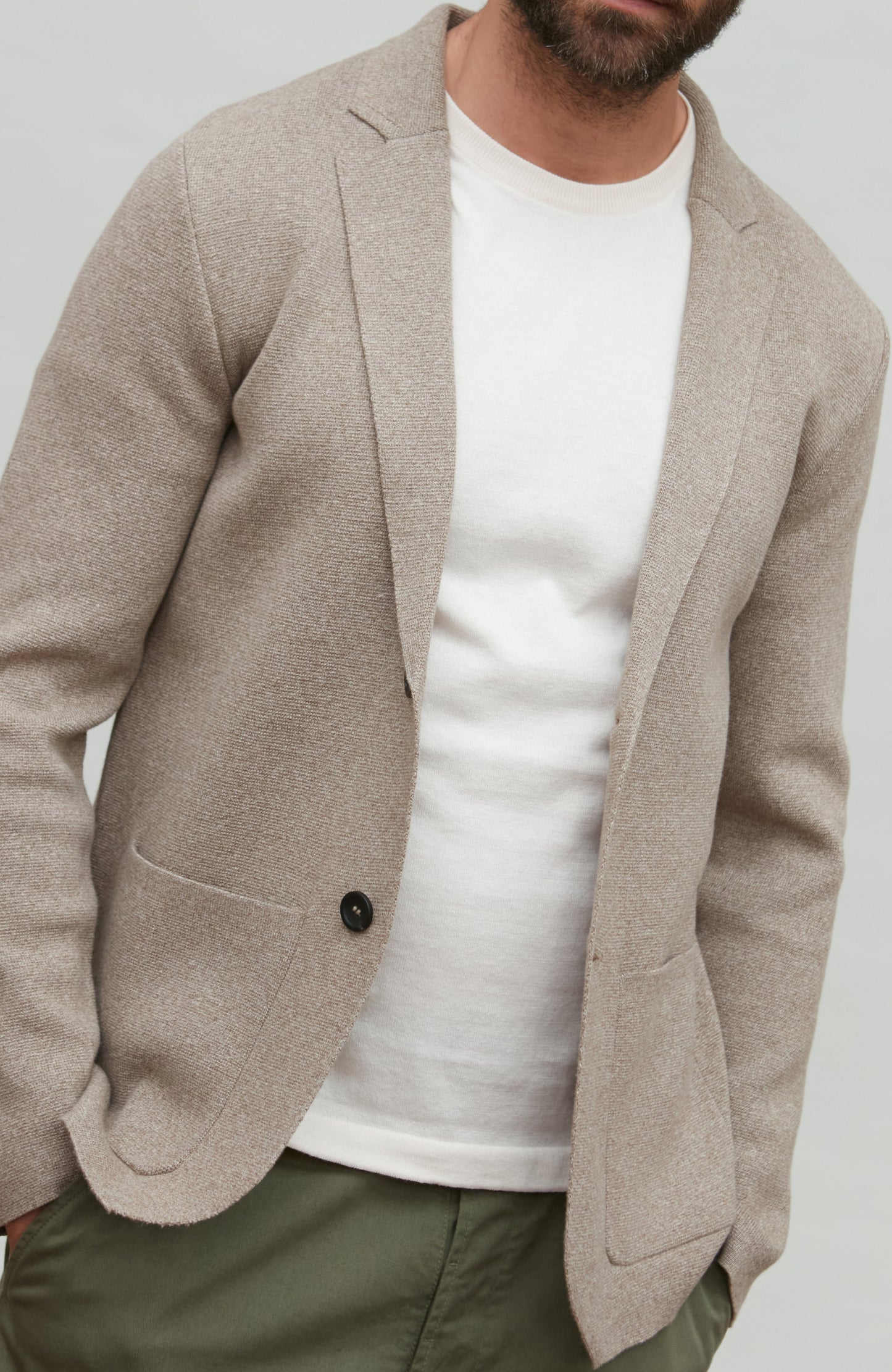 Mens Lightweight Jaspe Cotton Knitted Blazer