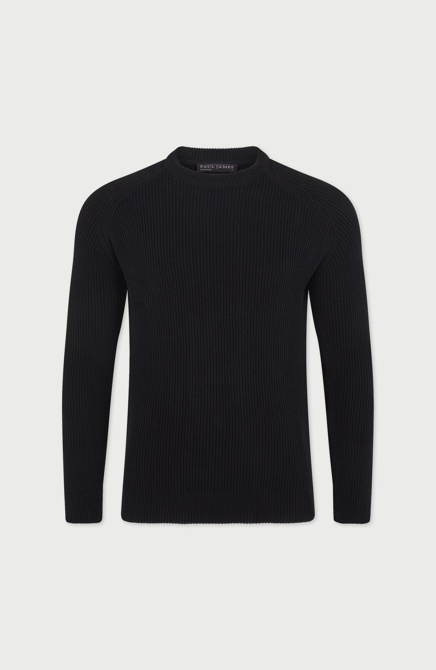 Mens Midweight Cotton Ribbed Crew Neck Jumper
