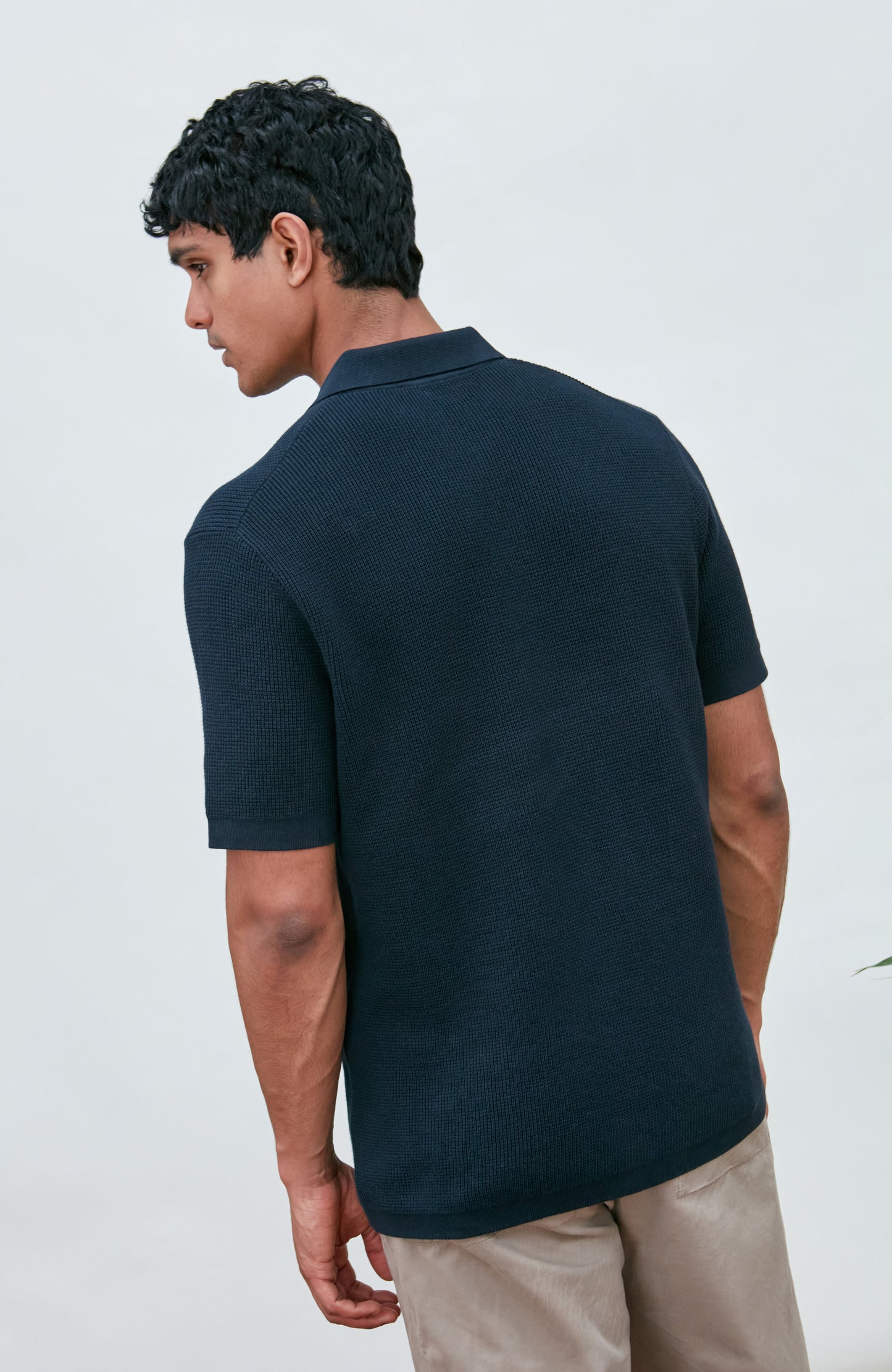 Mens Lightweight Cotton Waffle Knit Shirt