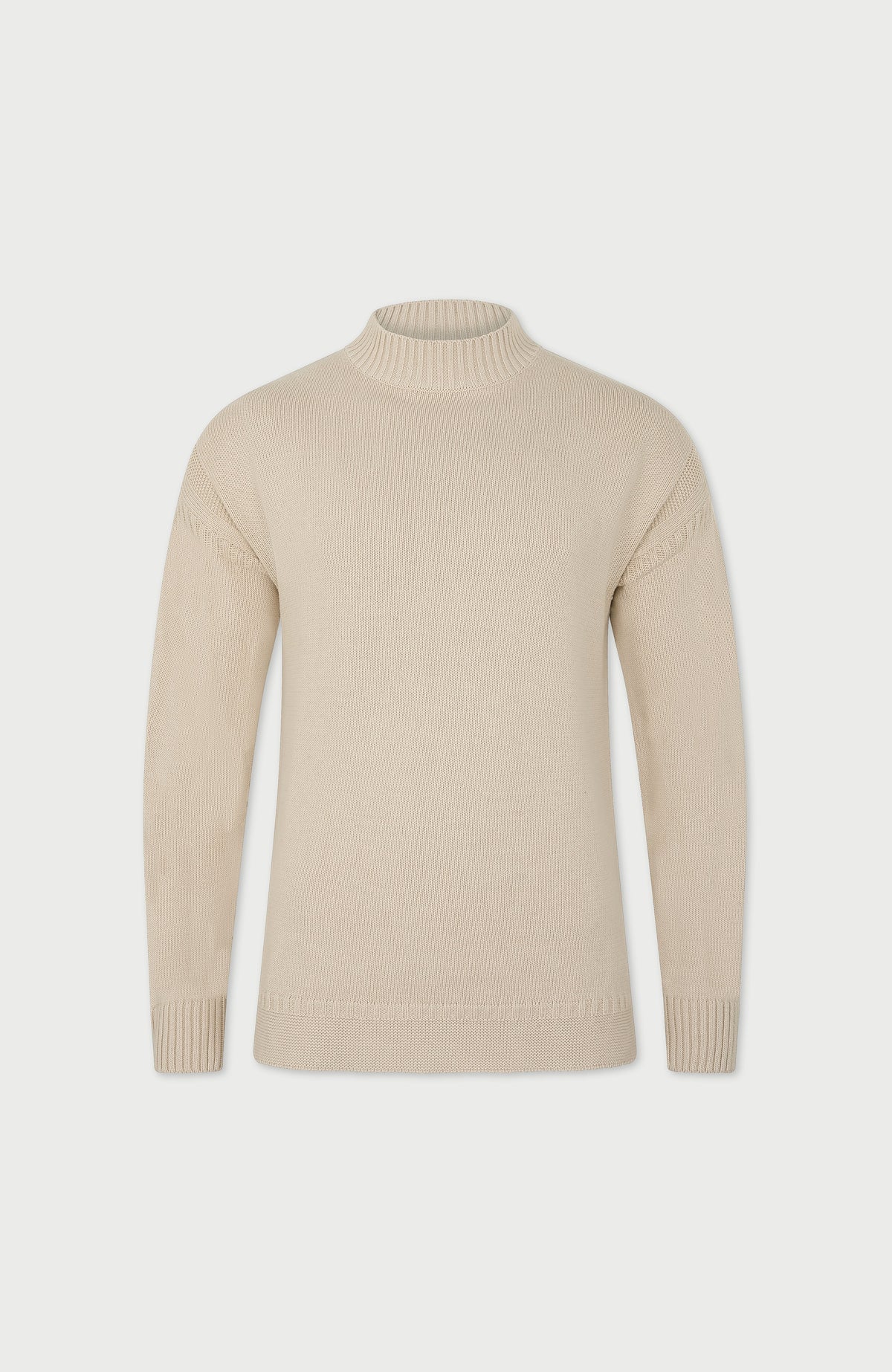 Mens Midweight Organic Cotton Linen Mock Neck Gansey Jumper