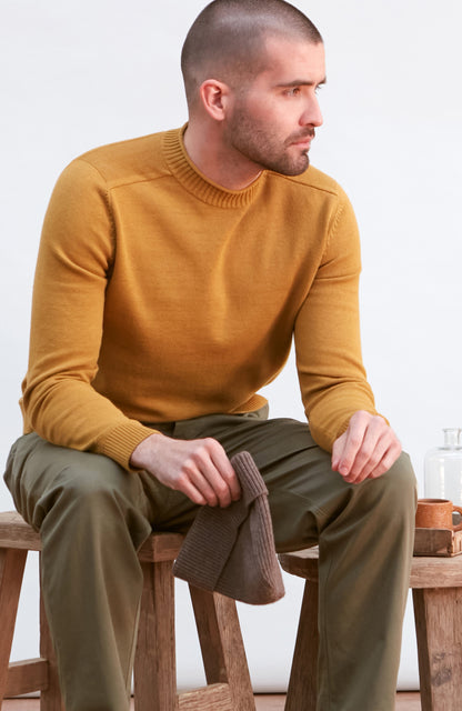 Mens Lightweight Organic Cotton Linen Saddle Shoulder Jumper