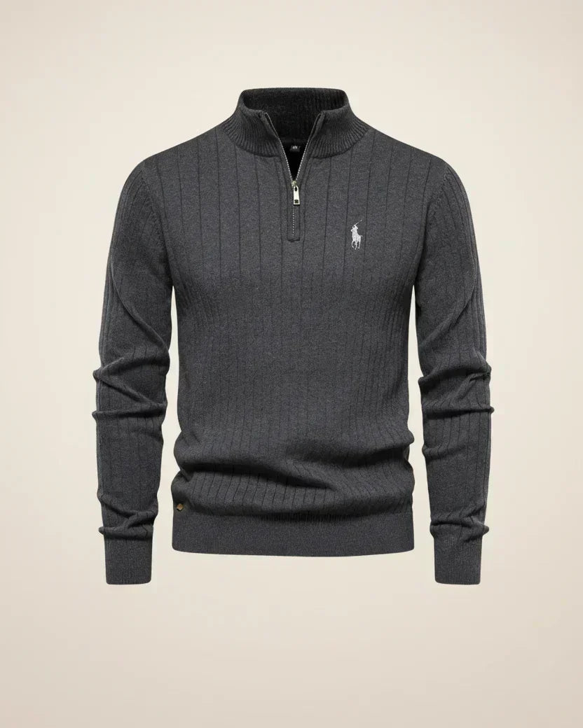 RL Textured Zip-Neck Knit