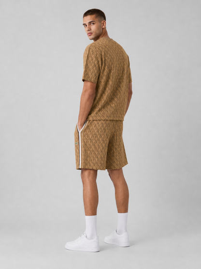 Brown Cotton T-Shirt & Shorts Set
