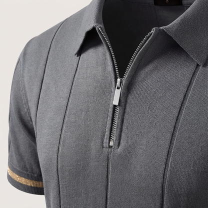 Torino Men's Quarter-Zip Polo Shirt – Short Sleeve Slim Fit