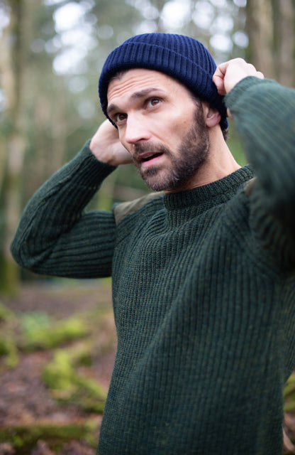Mens Chunky British Wool Ribbed Shooting Jumper