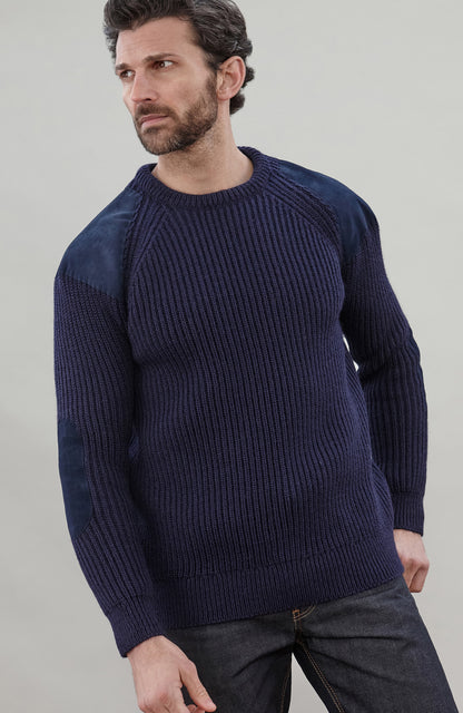 Mens Chunky British Wool Ribbed Shooting Jumper