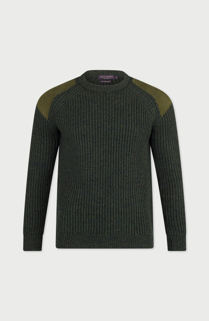 Mens Chunky British Wool Ribbed Shooting Jumper