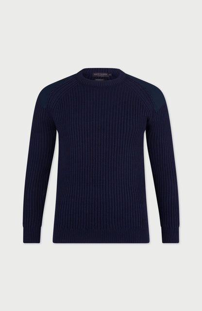 Mens Chunky British Wool Ribbed Shooting Jumper