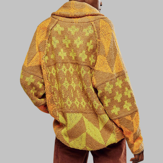 Vintage button-down collar oversized cardigan for women | Portia