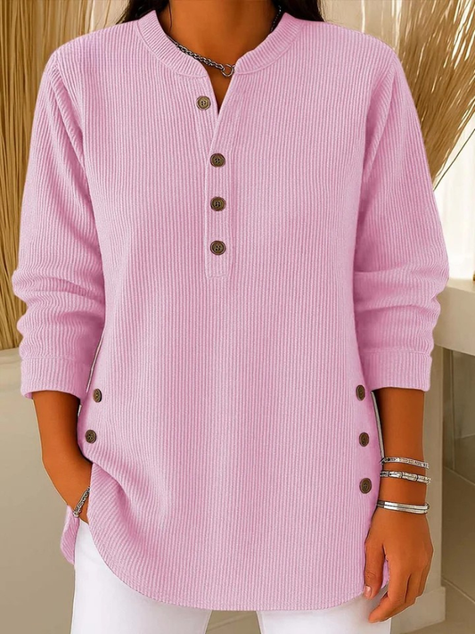 Relaxed button henley everyday tunic for women | Eden