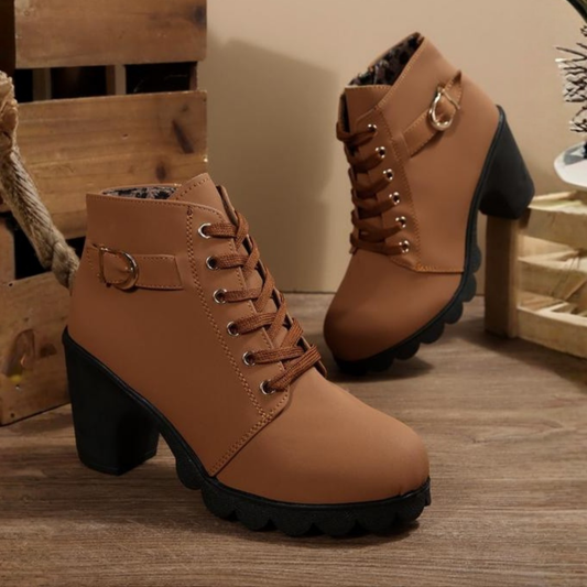 Chic lace-up chunky ankle boots for women | Katni