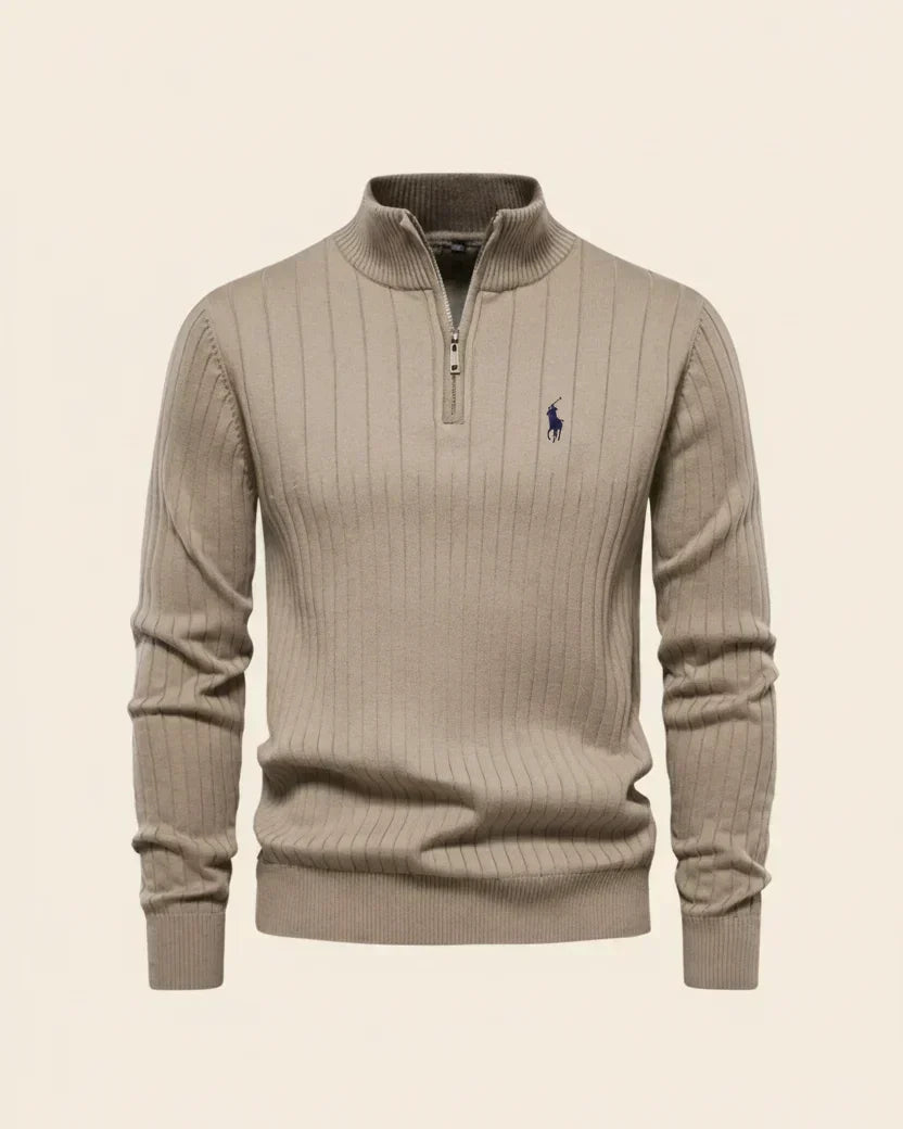 RL Textured Zip-Neck Knit