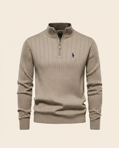 RL Textured Zip-Neck Knit