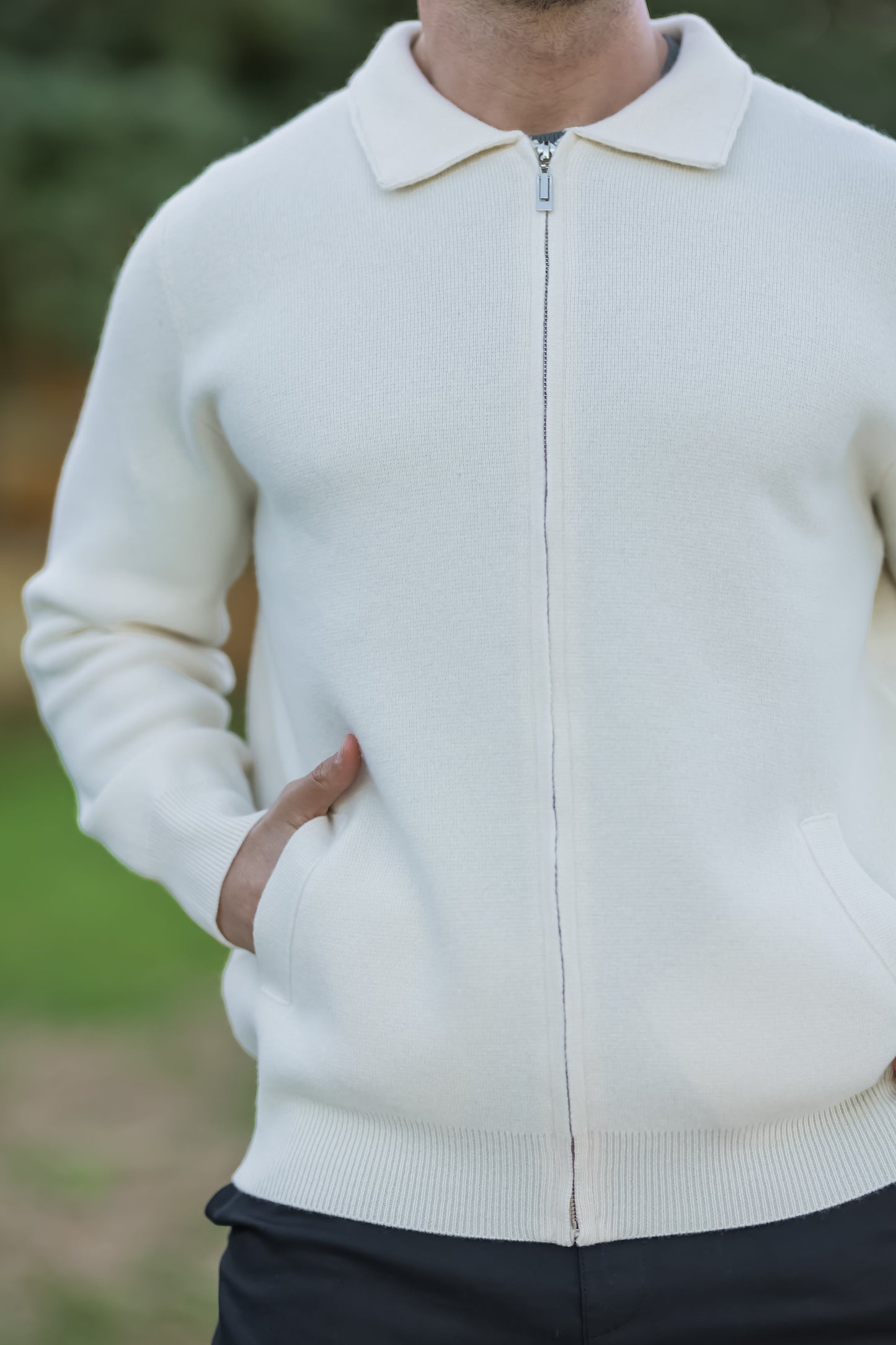 Salto Men's Merino Zip-Up Sweater – Smart Casual Knit