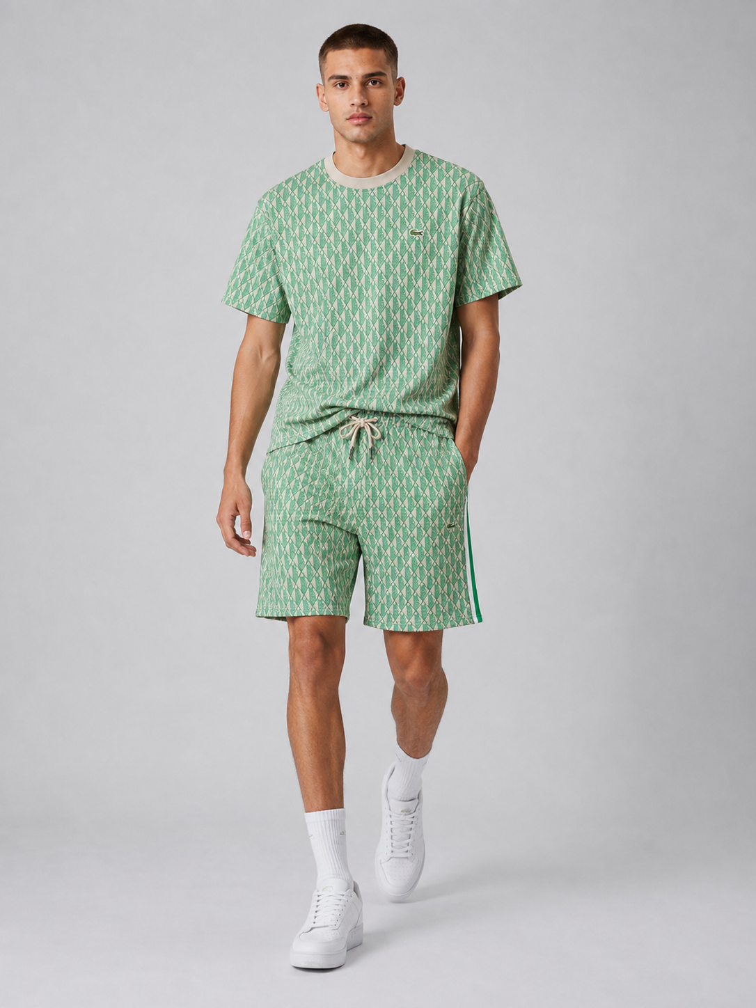 Green Cotton T-Shirt & Shorts Set