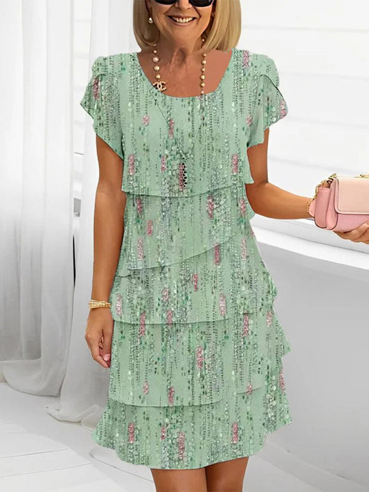 Bright green round neck mini dress for women | Verdelle