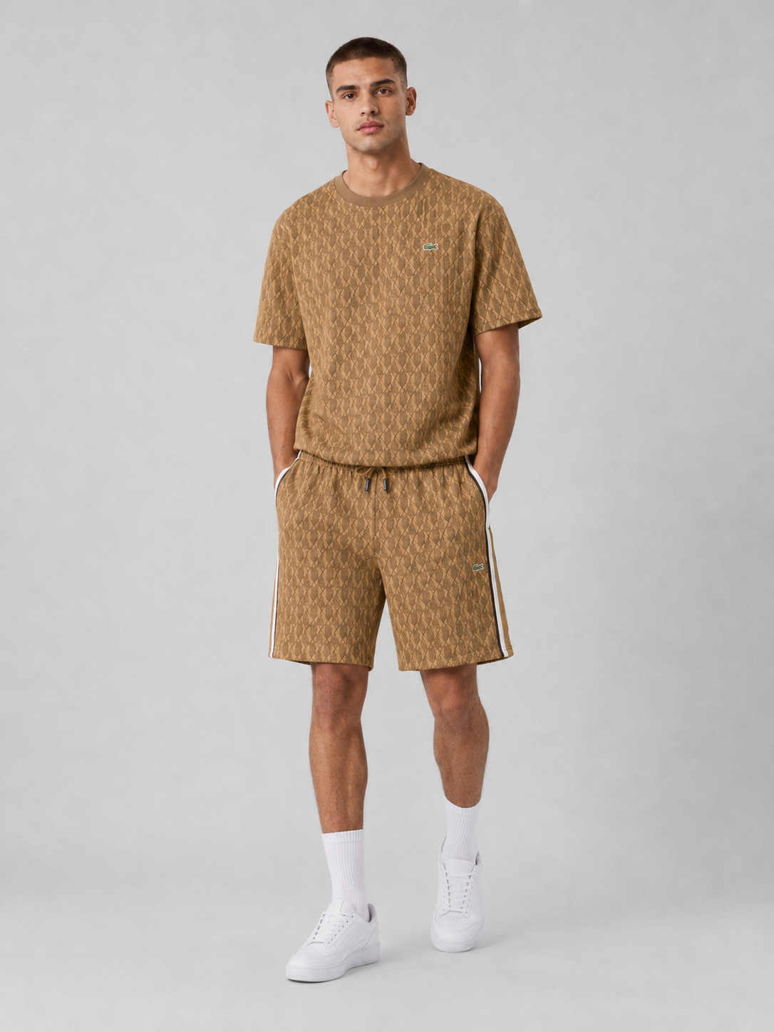 Brown Cotton T-Shirt & Shorts Set