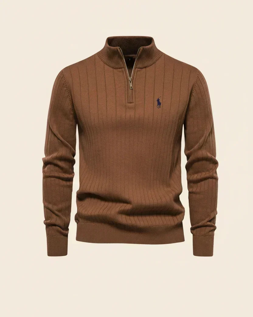 RL Textured Zip-Neck Knit
