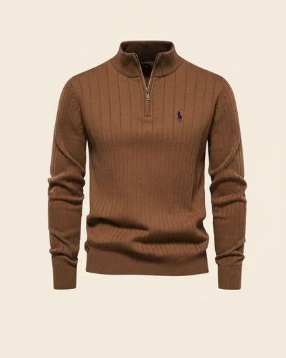 RL Textured Zip-Neck Knit