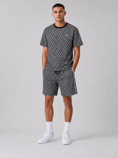 Black And White Cotton T-Shirt & Shorts Set