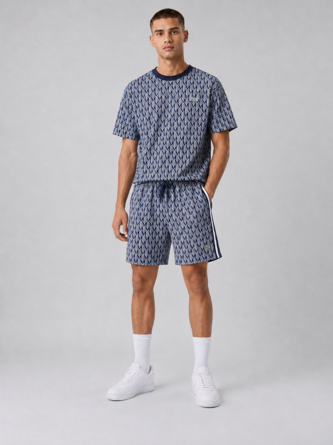Navy Blue Cotton T-Shirt & Shorts Set
