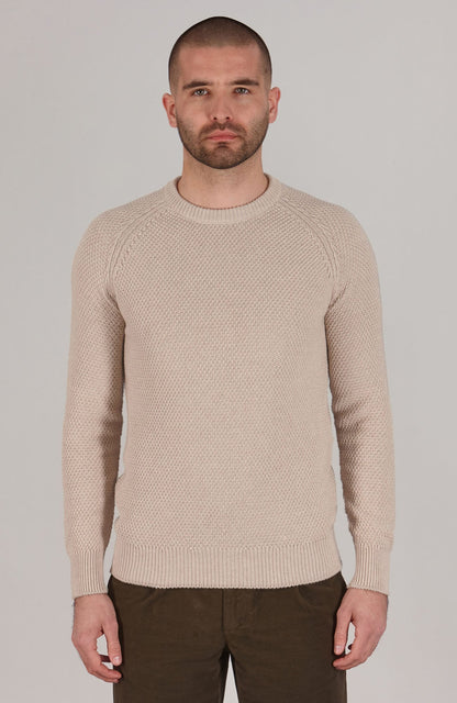 Mens Organic Cotton Moss Stitch Raglan Jumper