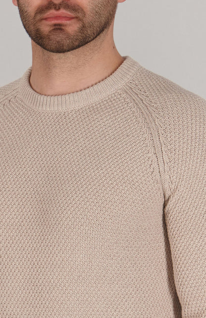 Mens Organic Cotton Moss Stitch Raglan Jumper