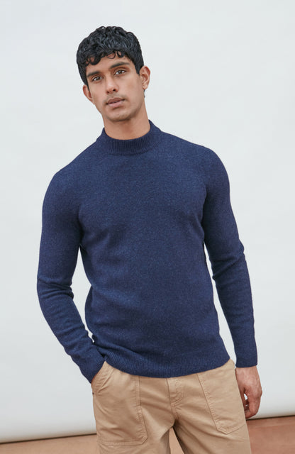 Mens Lambswool Mock Turtle Neck Jumper