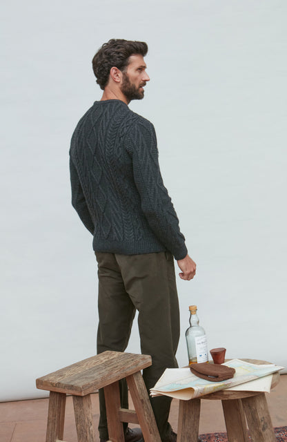 Mens Chunky Merino Wool Cable Jumper