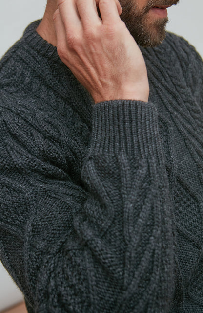 Mens Chunky Merino Wool Cable Jumper