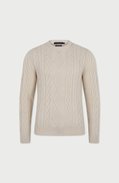 Mens Chunky Merino Wool Cable Jumper