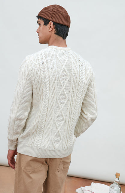 Mens Chunky Merino Wool Cable Jumper