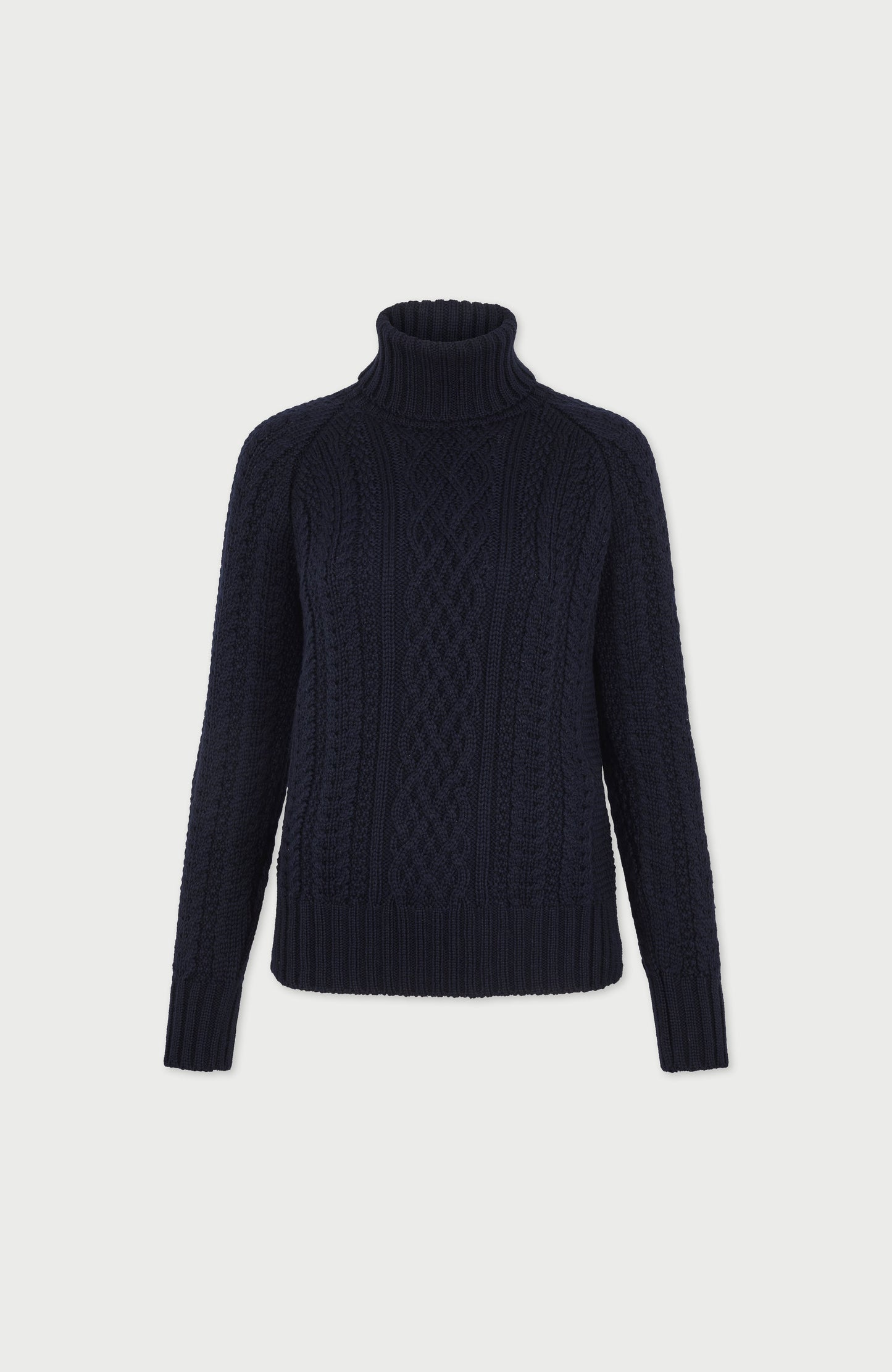 Womens Chunky Merino Roll Neck Cable Jumper