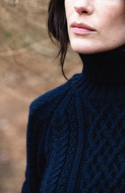Womens Chunky Merino Roll Neck Cable Jumper