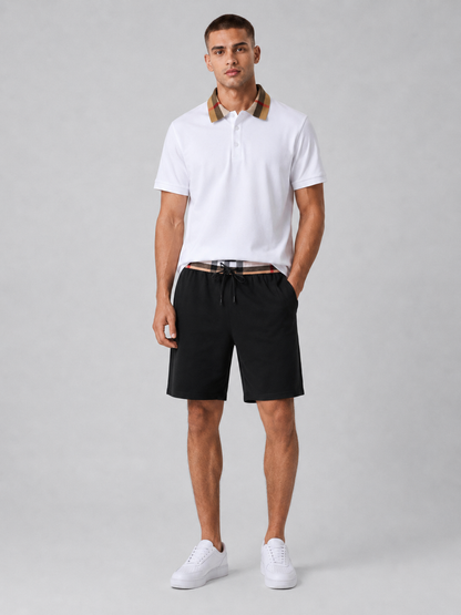 White Polo Shirt & Shorts Two-Piece Set