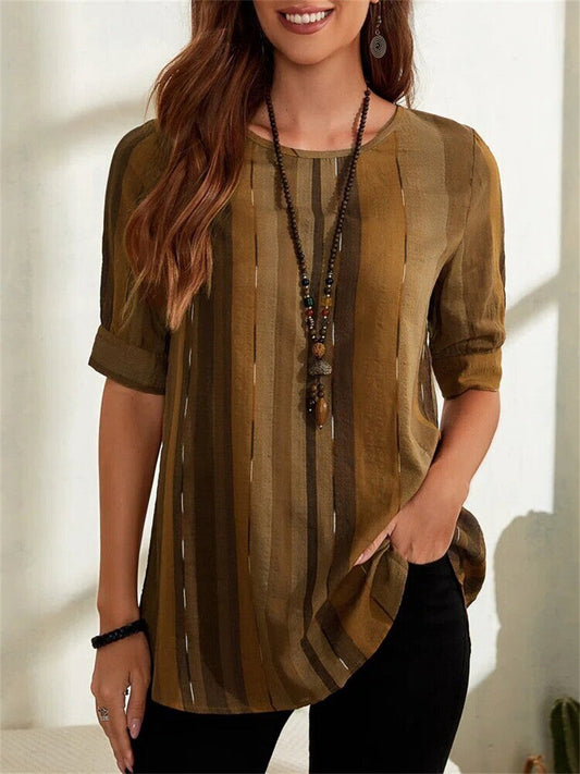 Casual striped loose fit tunic top for women | Vivienne