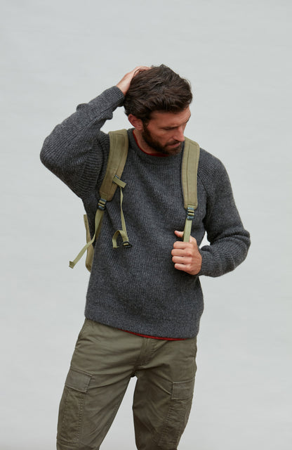 Mens Sheepsoft British Wool Fisherman Rib Knit Jumper