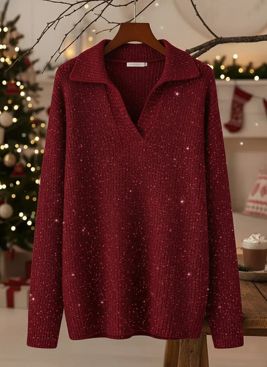 Classic polo-neck everyday knit sweater for women | Léonie